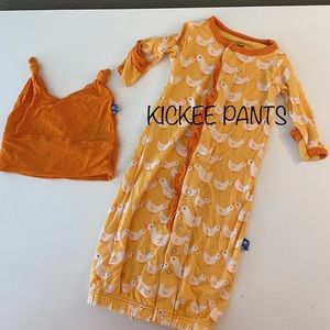 Kickee Pants gown & hat set (preemie/newborn)
